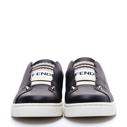 Fendi Vitello Lurex Rockoclick Slip On Sneakers 38.5 Black Gold 2 of 14