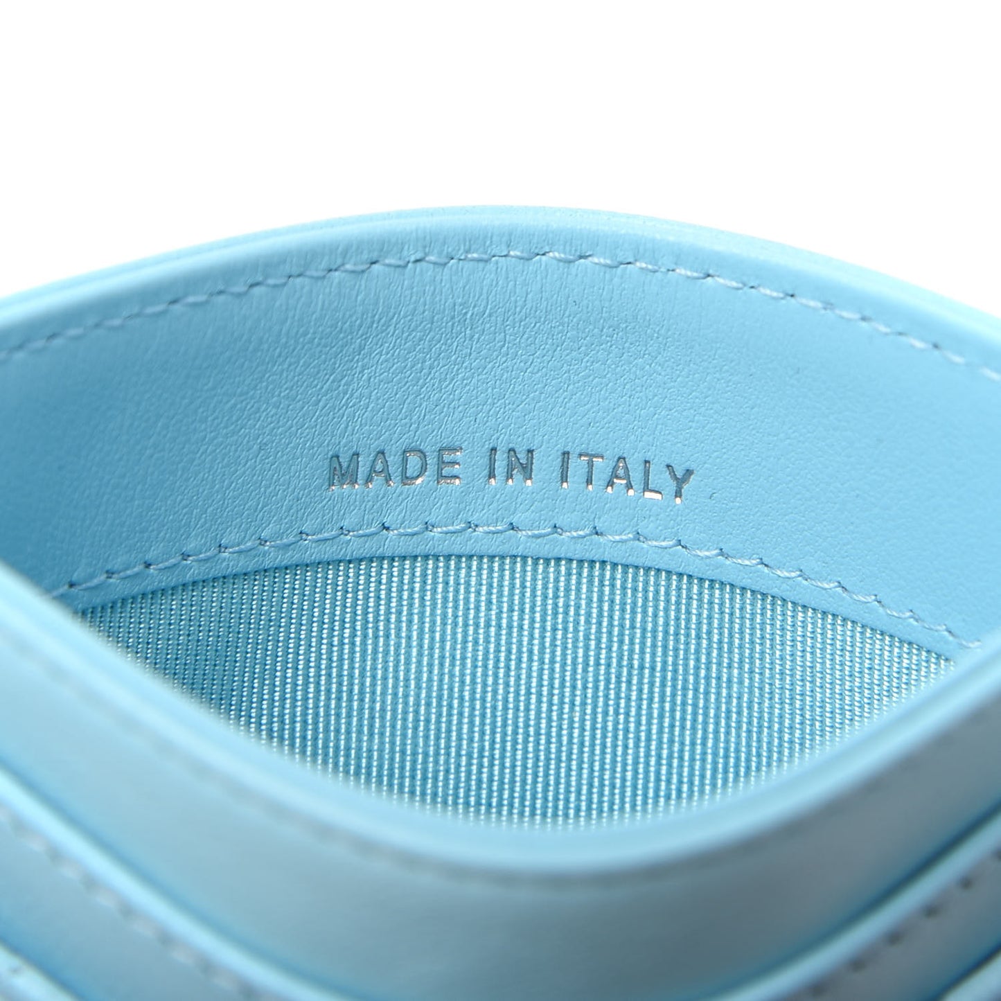 Lambskin Quilted Card Holder Neon Blue