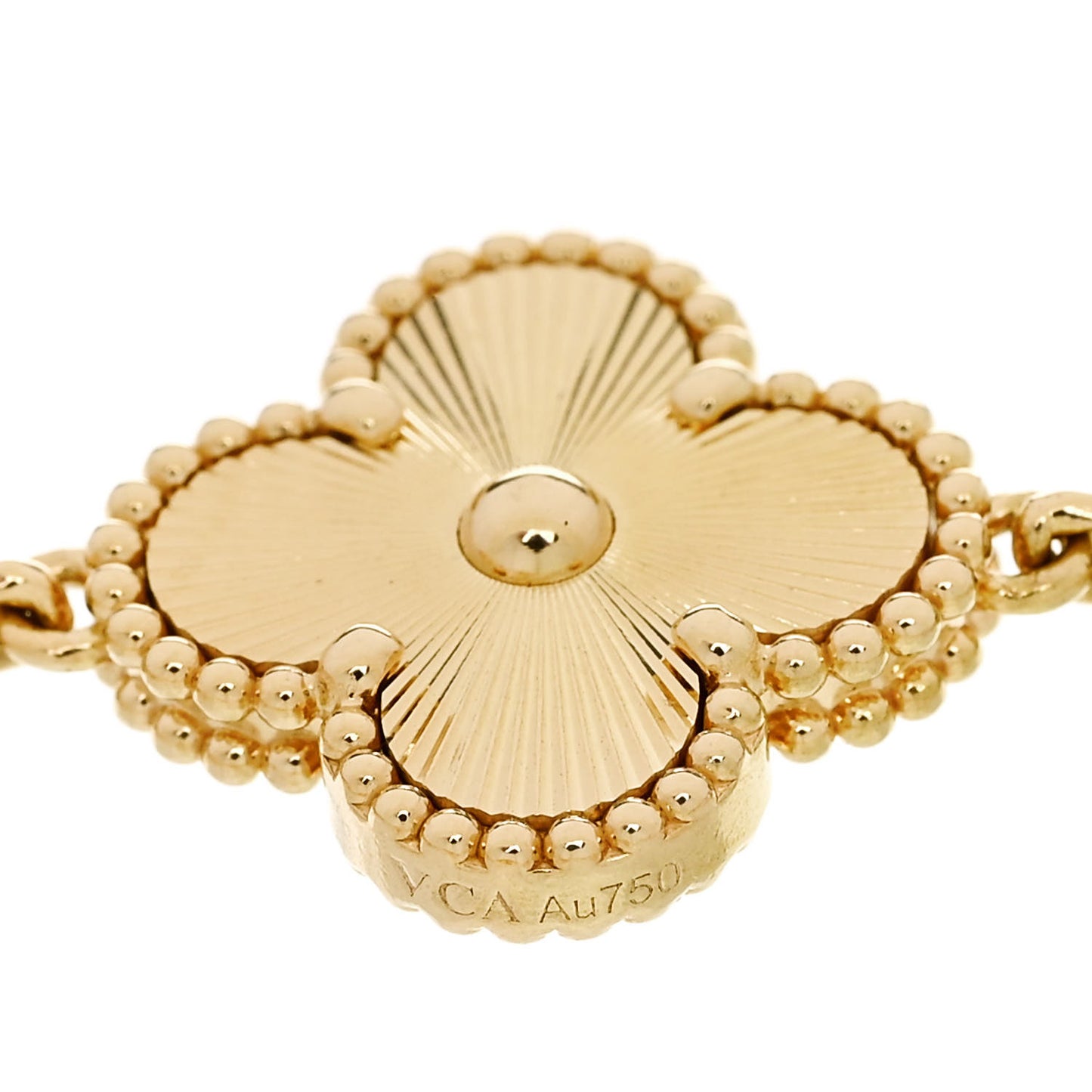 18K Yellow Gold 5 Motifs Guilloche Vintage Alhambra Bracelet