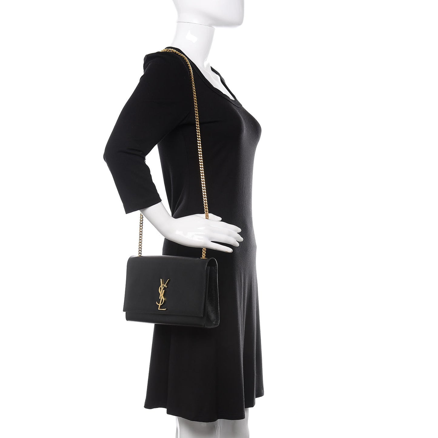 Grain De Poudre Medium Classic Monogram Kate Satchel Black