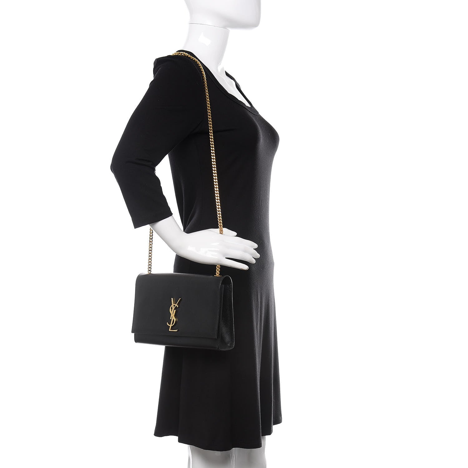 Saint Laurent Grain De Poudre Medium Classic Monogram Kate Satchel Black 2 of 9