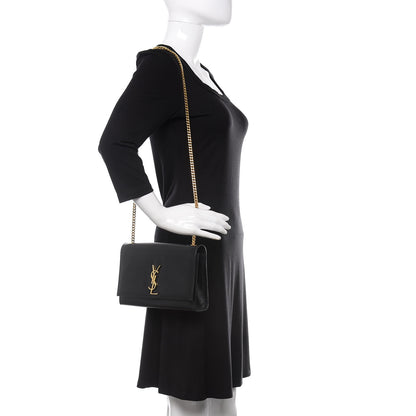 Saint Laurent Grain De Poudre Medium Classic Monogram Kate Satchel Black 2 of 9
