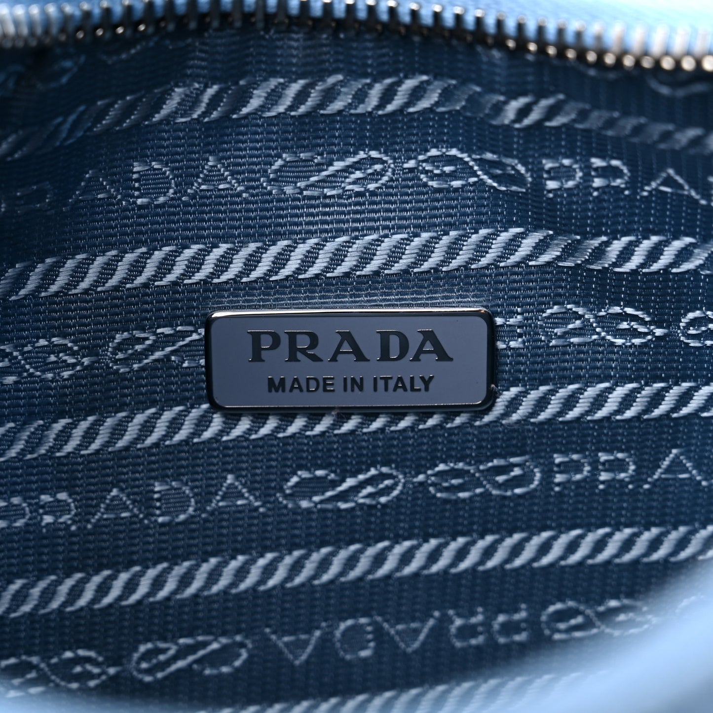 Nylon Embroidered Drill Mini Re-Edition 2000 Bag Sky Blue White