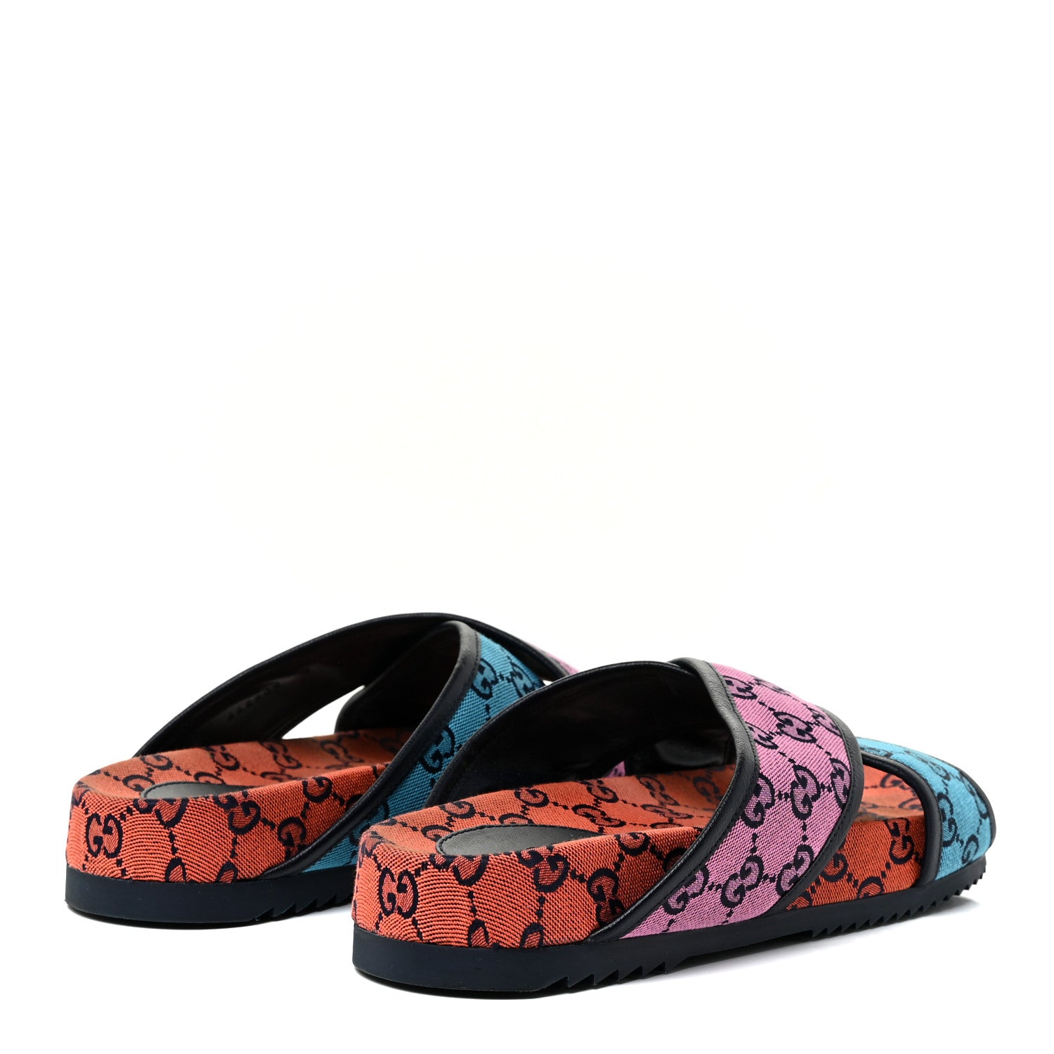 Gucci Monogram Multicolor Mens Criss Cross Slide Sandals 7 Light Blue Blue Pink Tabasco 4 of 12