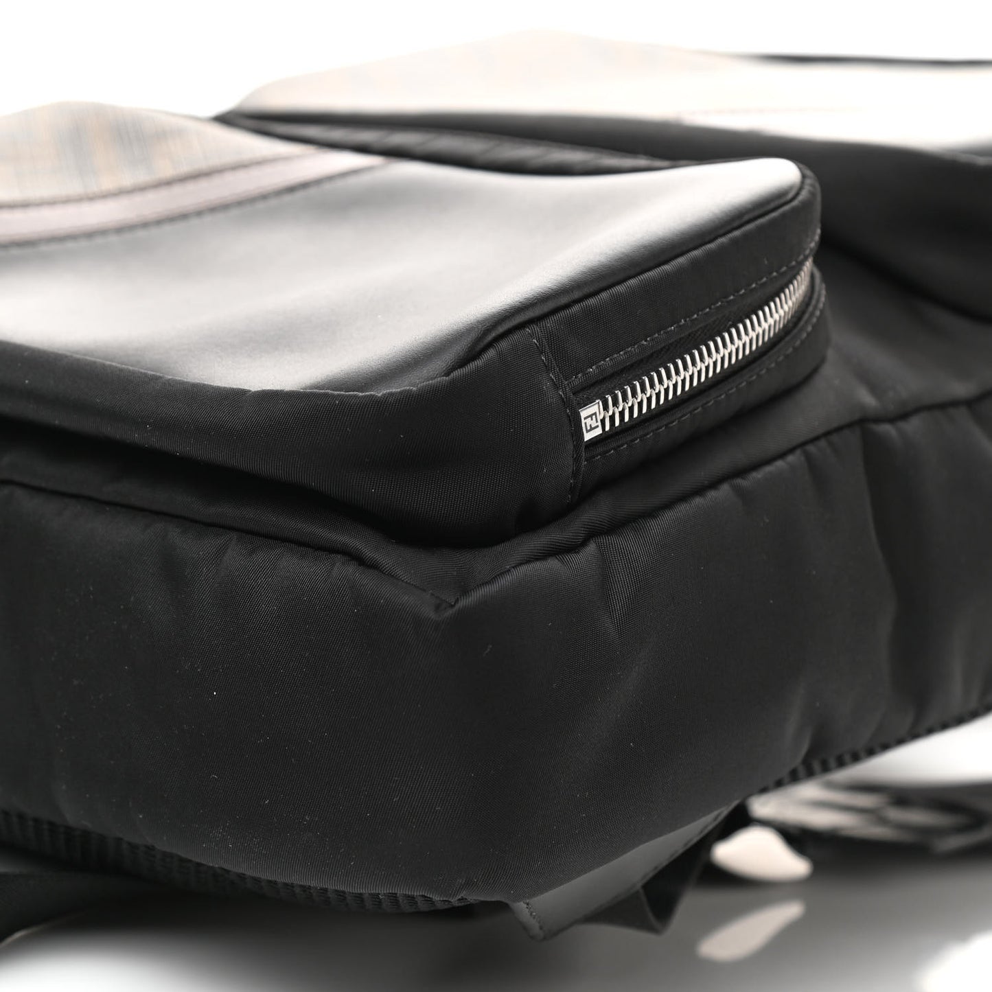 Nylon Glazed Fabric FF 1974 Diagonal Panelled Backpack Tobacco Moresco Black