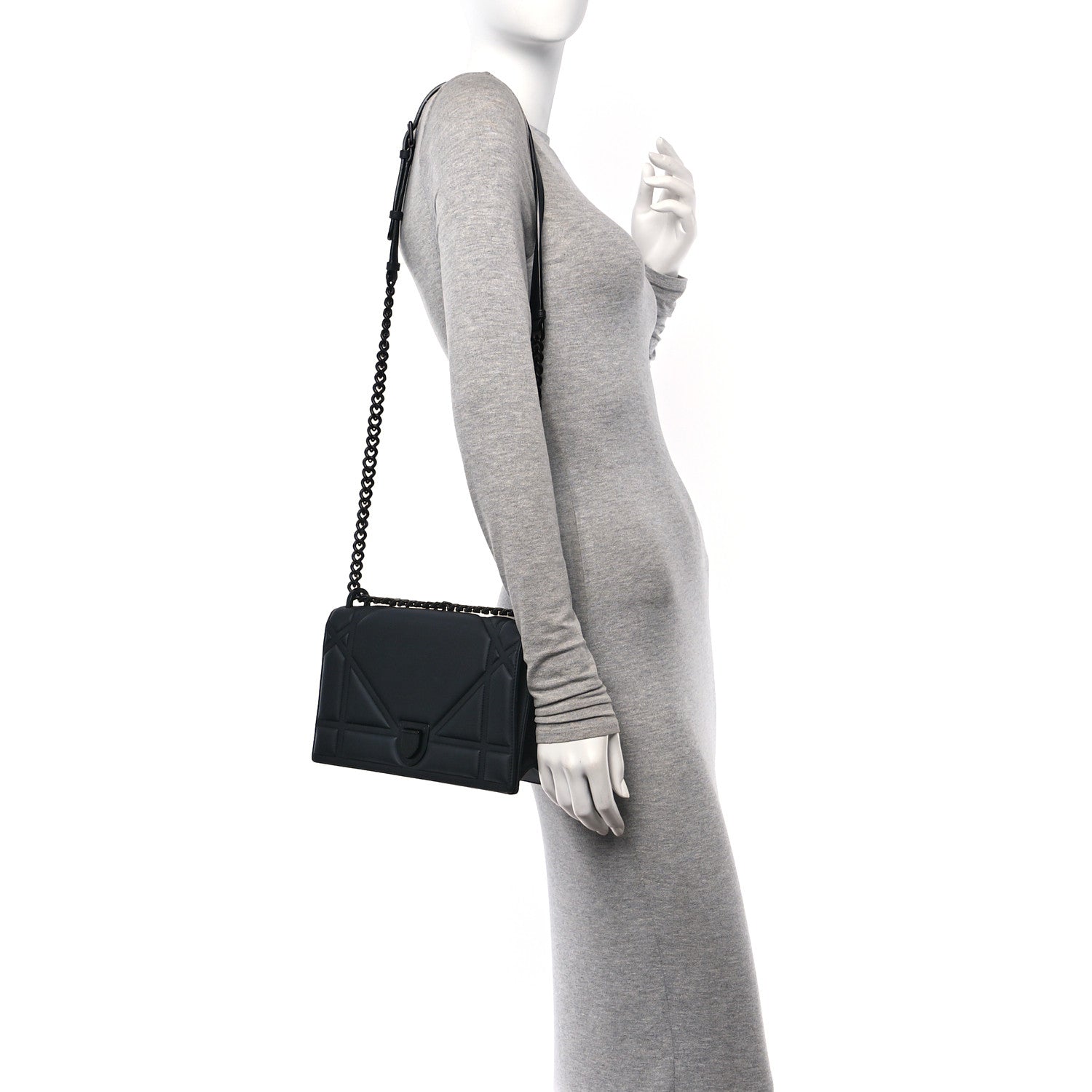 Christian Dior Ultra Matte Calfskin Studded Medium Diorama Flap Bag Black 2 of 11