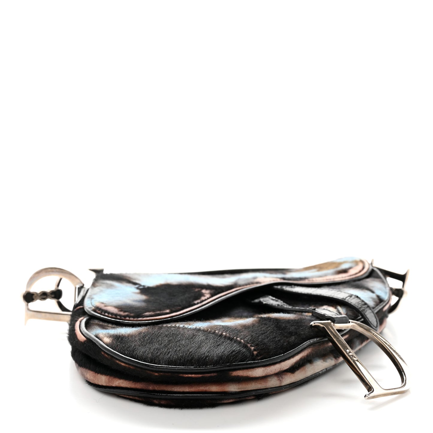 Pony Hair Saddle Bag Blue Brown