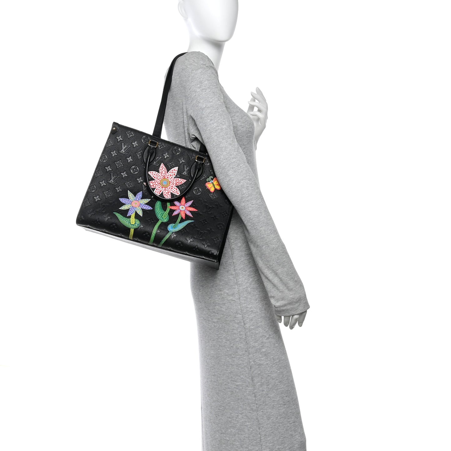 LV X YK Empreinte Inlaid Kusama Flowers Onthego MM Black