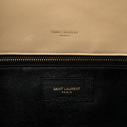 Saint Laurent Shearling Lambskin Quilted Sade Puffer Envelope Clutch Natural Beige 6 of 8