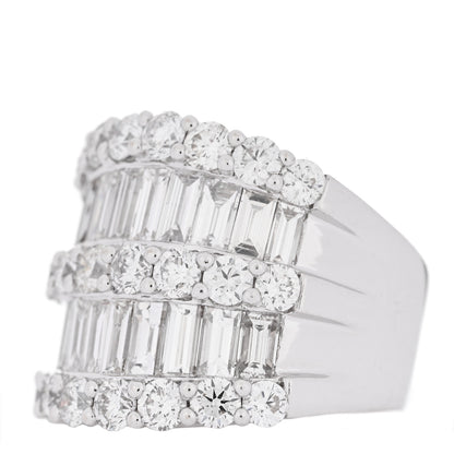 Parker & West by FASHIONPHILE 18K White Gold Diamond 4.12ctw Round Baguette Cut Five Row Band Ring 53 6.5 3 of 7
