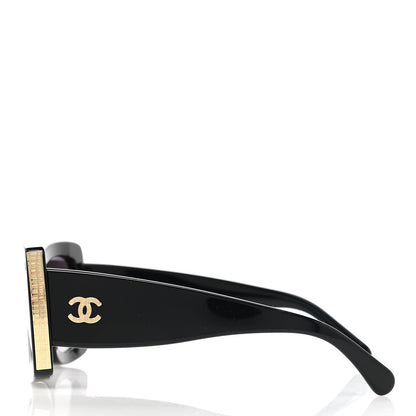 Chanel Acetate Rectangle Sunglasses 5435 Black 3 of 8