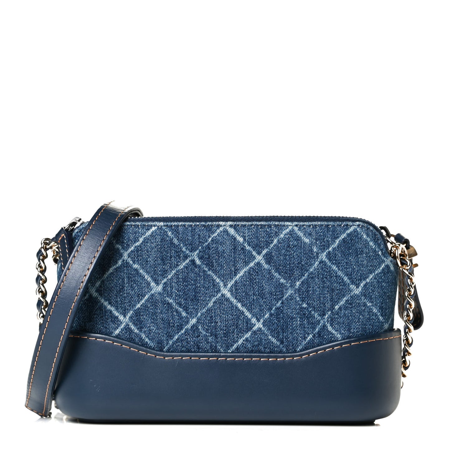 Denim Calfskin Quilted Small Gabrielle Clutch With Chain Blue
