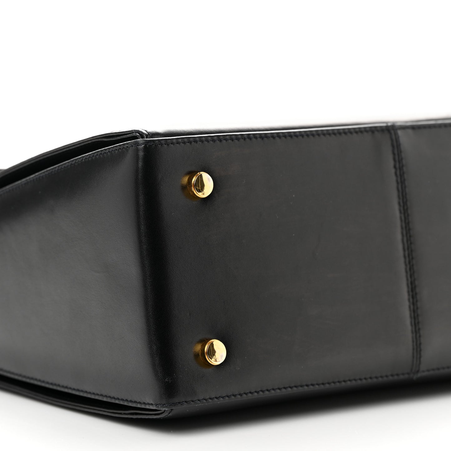 Brushed Off Calfskin Iconic Large Top Handle Bag Black