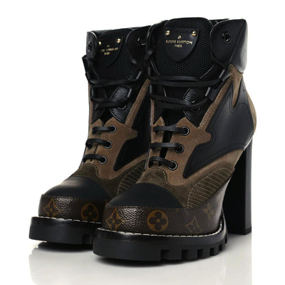 Louis Vuitton Suede Calfskin Monogram Star Trail Ankle Boots 40 Khaki 3 of 8