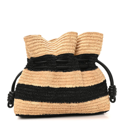 Loewe Raffia Striped Flamenco Knot Clutch Black Natural 1 of 9