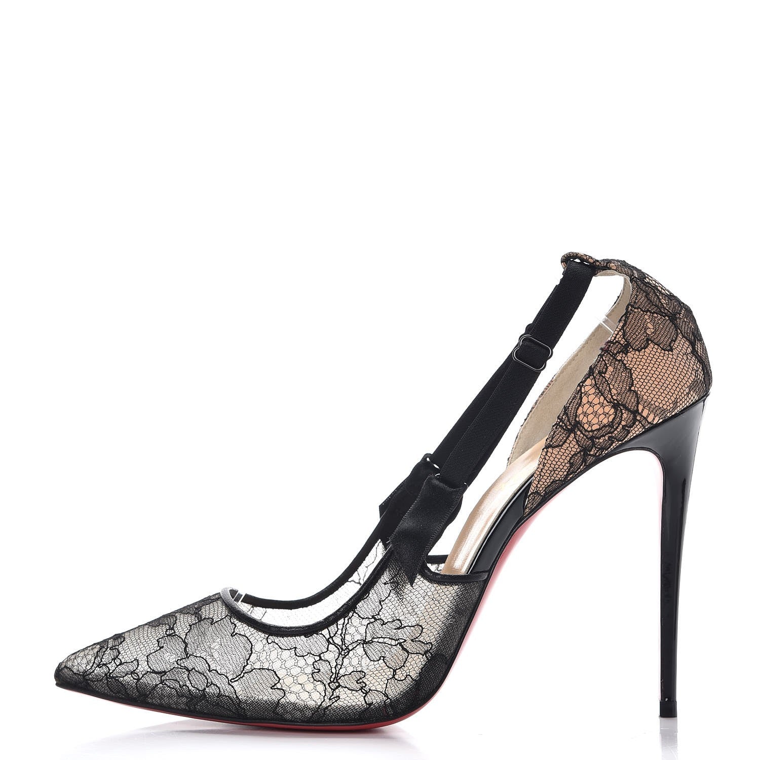 Christian Louboutin Nappa Patent Chantilly Lace Hot Jeanbi 100 Pumps 40 Black 1 of 8