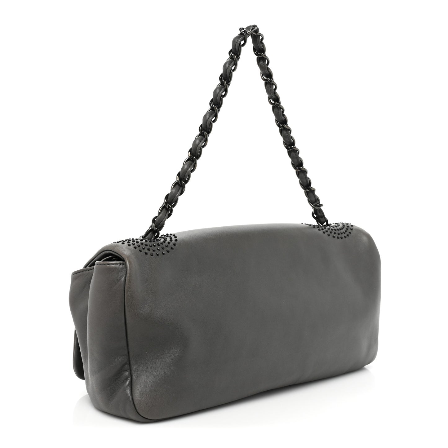 Lambskin Studded CC East West Flap Grey