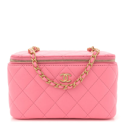 Chanel Lambskin Quilted Small Pearl Crush Vanity Case With Chain Pink 1 of 13
