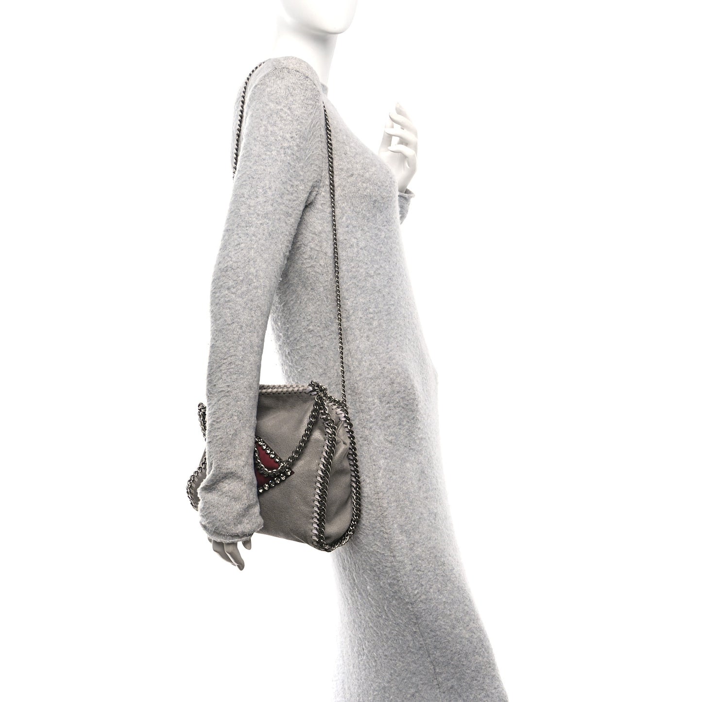 Shaggy Deer Mini Lips Falabella Fold Over Tote Grey