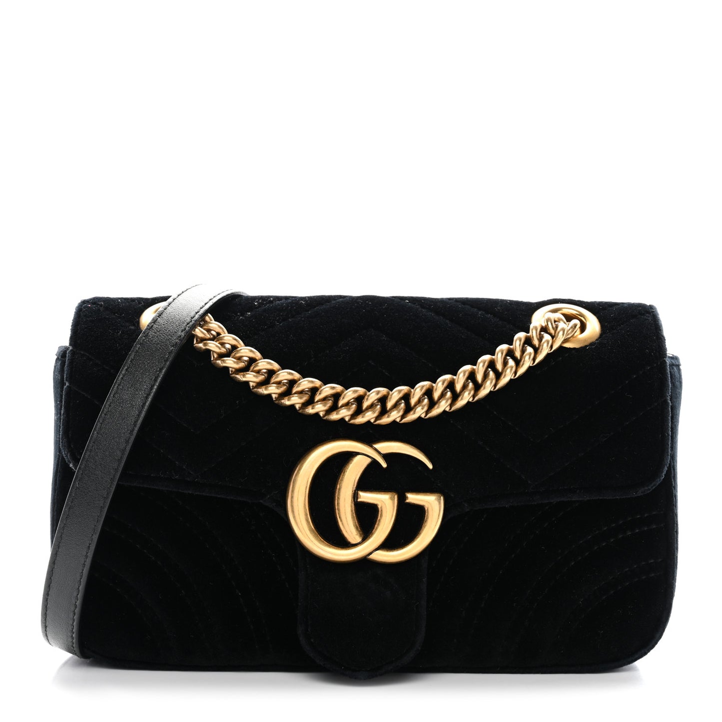 Velvet Matelasse Mini GG Marmont Shoulder Bag Black