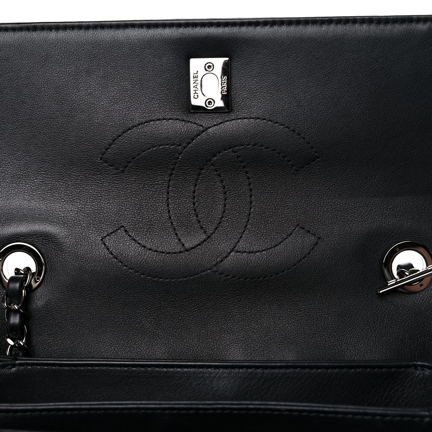 Calfskin Small Trendy CC Dual Handle Flap Bag Black