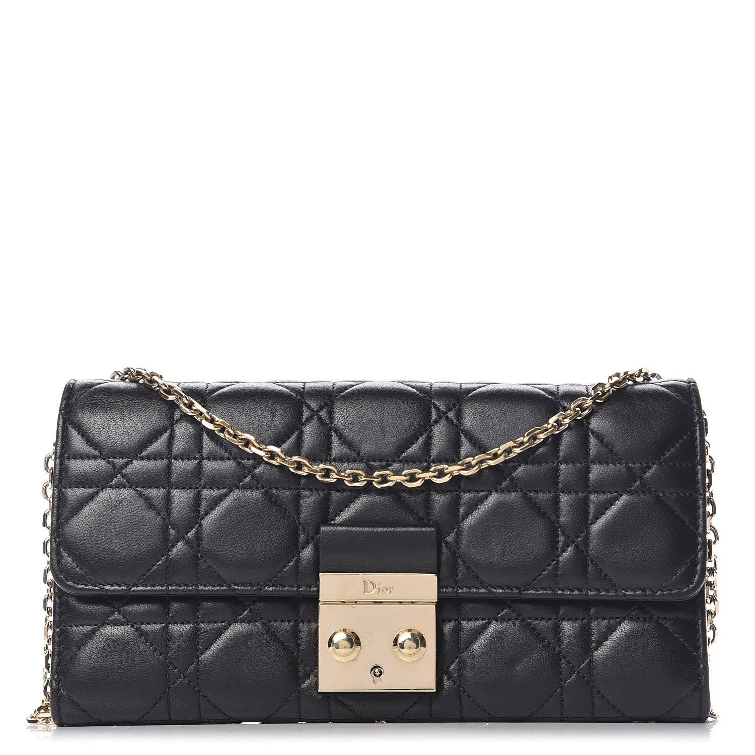 Christian Dior Lambskin Cannage Miss Dior Chain Wallet Black 1 of 10