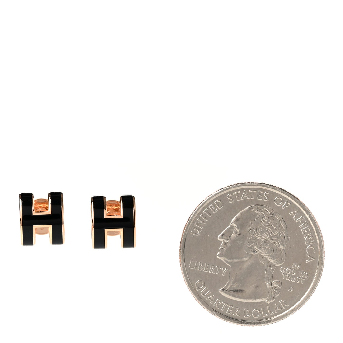 Rose Gold Lacquered Mini Pop H Earrings Black