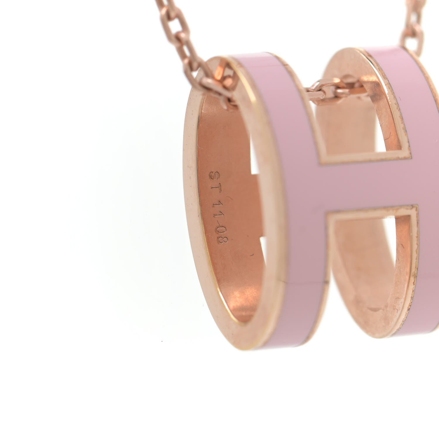 Hermes Lacquered Rose Gold Pop H Pendant Necklace Rose Dragee 6 of 7