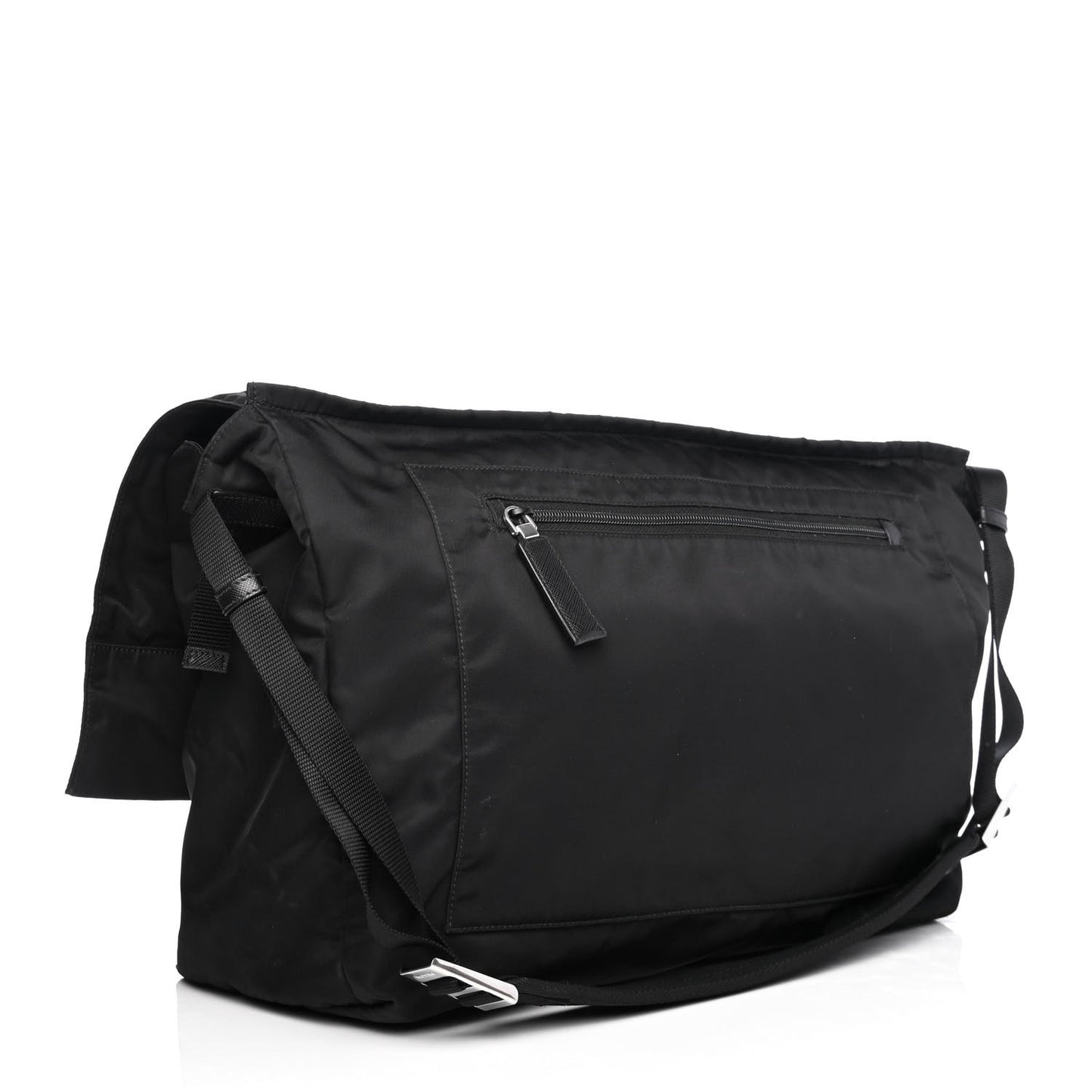 Tessuto Nylon Saffiano Racing Logo Messenger Bag Black