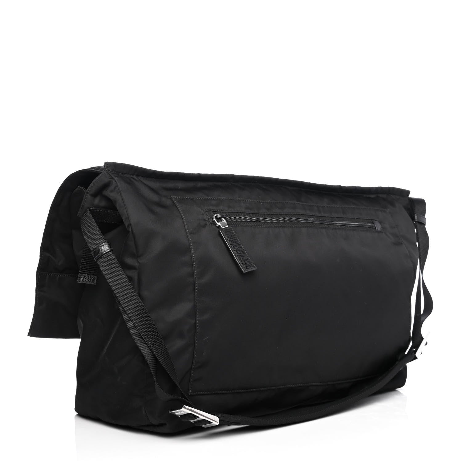 Prada Tessuto Nylon Saffiano Racing Logo Messenger Bag Black 2 of 4