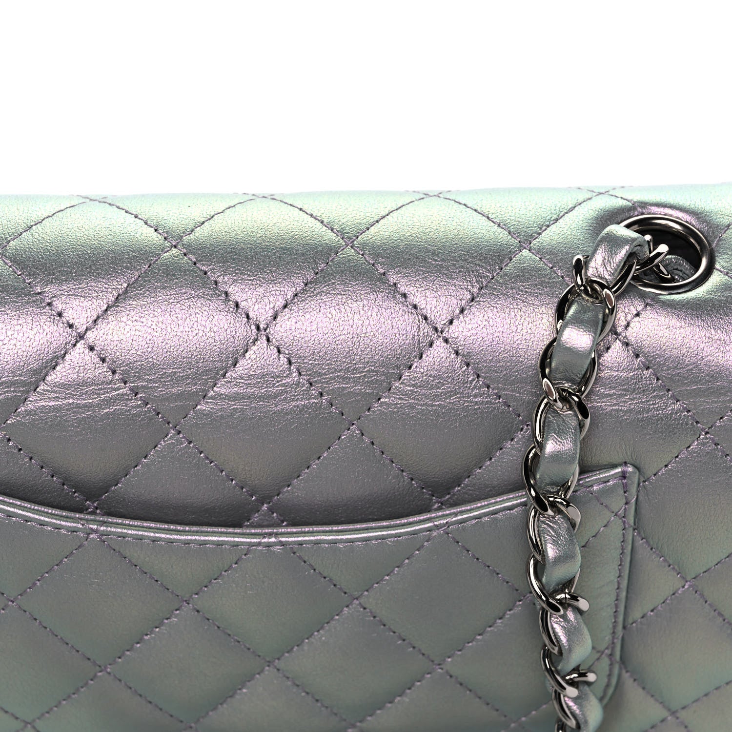 Chanel Iridescent Calfskin Quilted Mini Rectangular Flap Light Purple 11 of 12