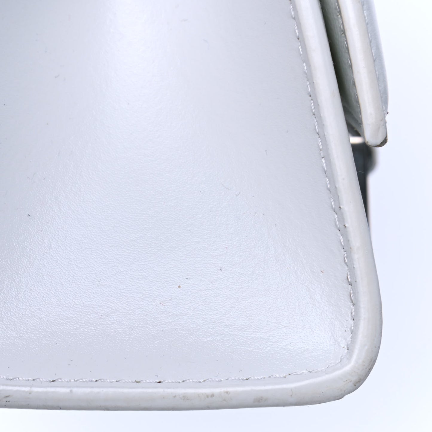 Box Calfskin Graffiti Logo Hourglass Top Handle Bag XS White Light Silver