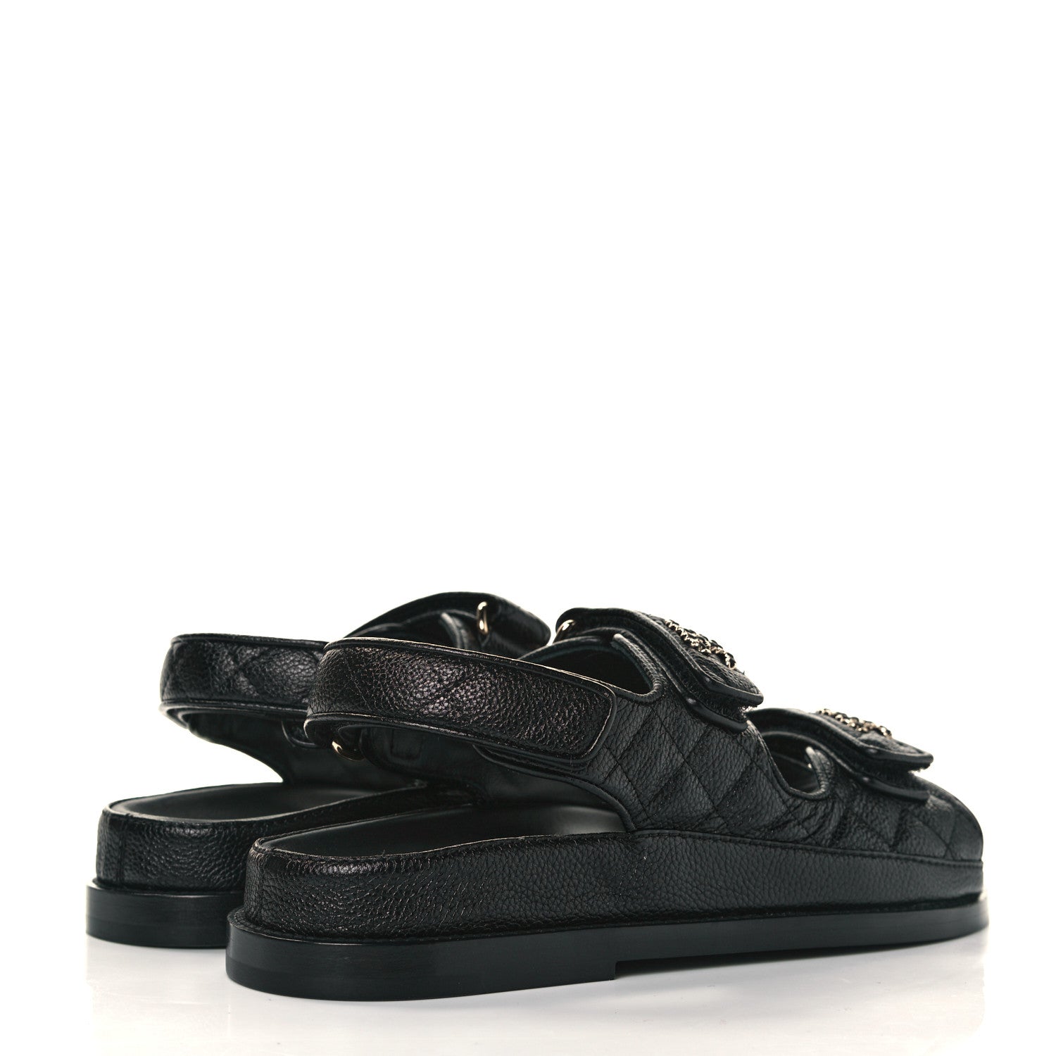 Chanel Grained Calfskin Velcro Dad Sandals 36 Black 4 of 9
