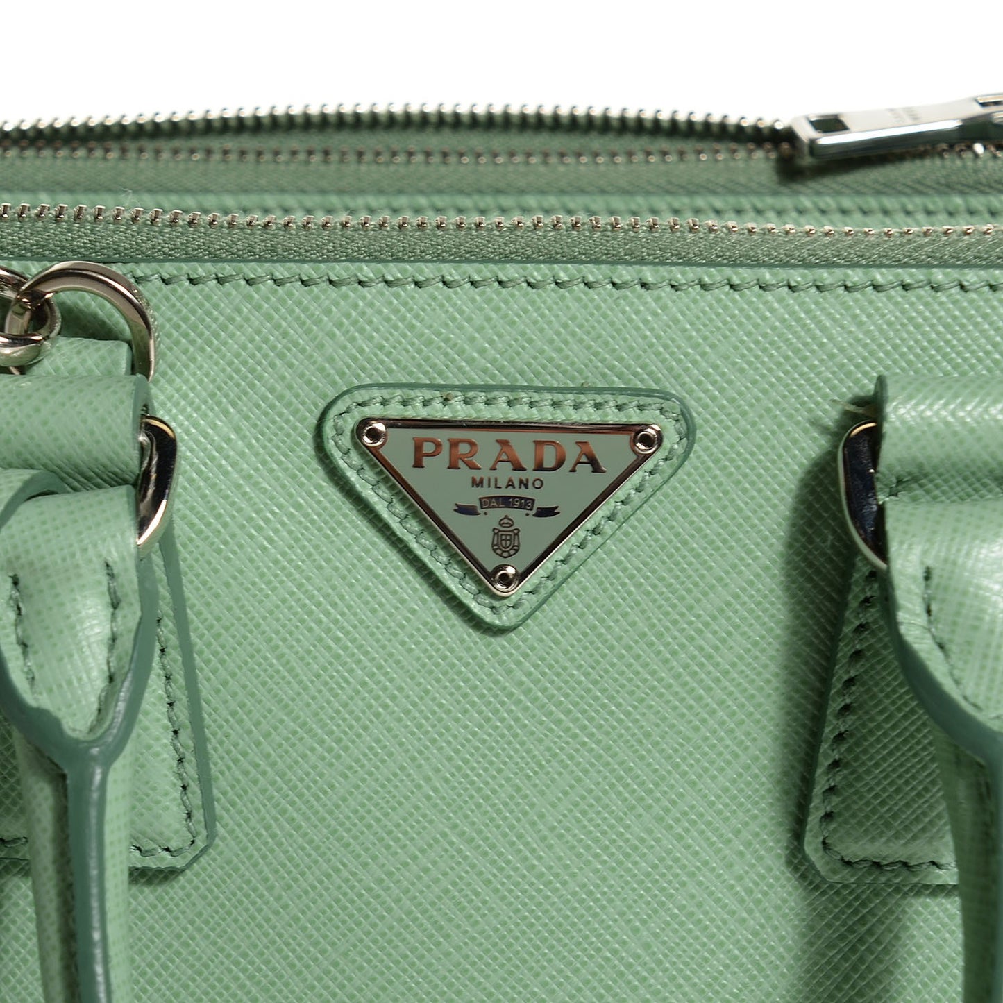 Saffiano Lux Mini Galleria Double Zip Tote Acquamarina