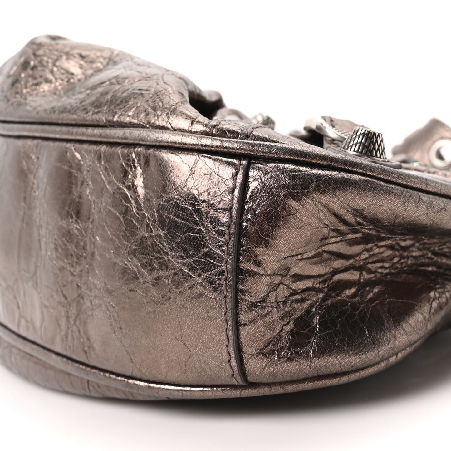 Metallic Agneau Arena Le Cagole Shoulder Bag XS Dark Bronze