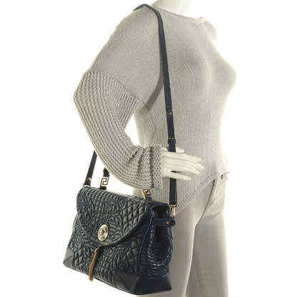 Versace Barocco Quilted Nappa Altea Vanitas Satchel Blue 2 of 9