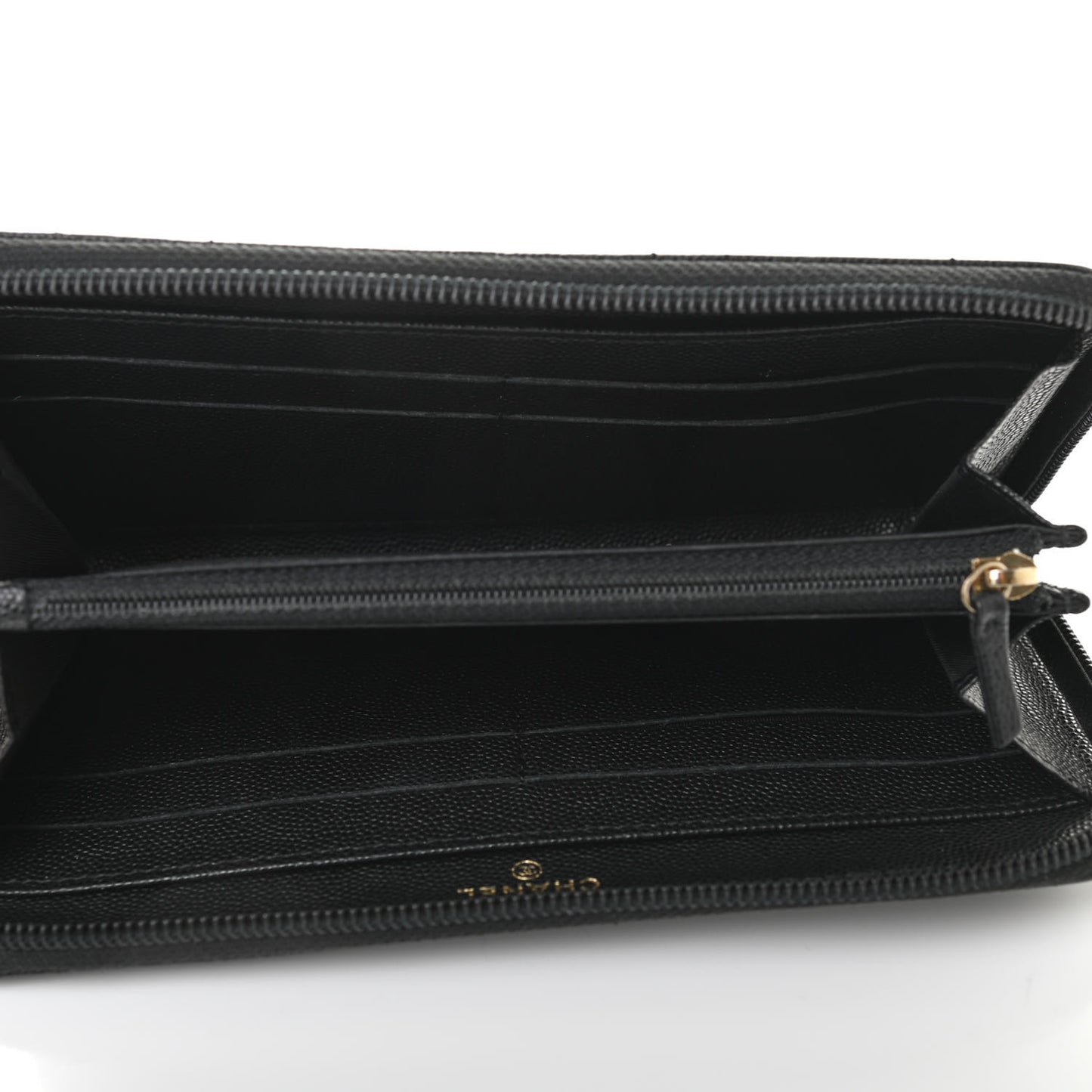 Caviar Timeless CC Large Stitched Gusset Zip Around Wallet Black