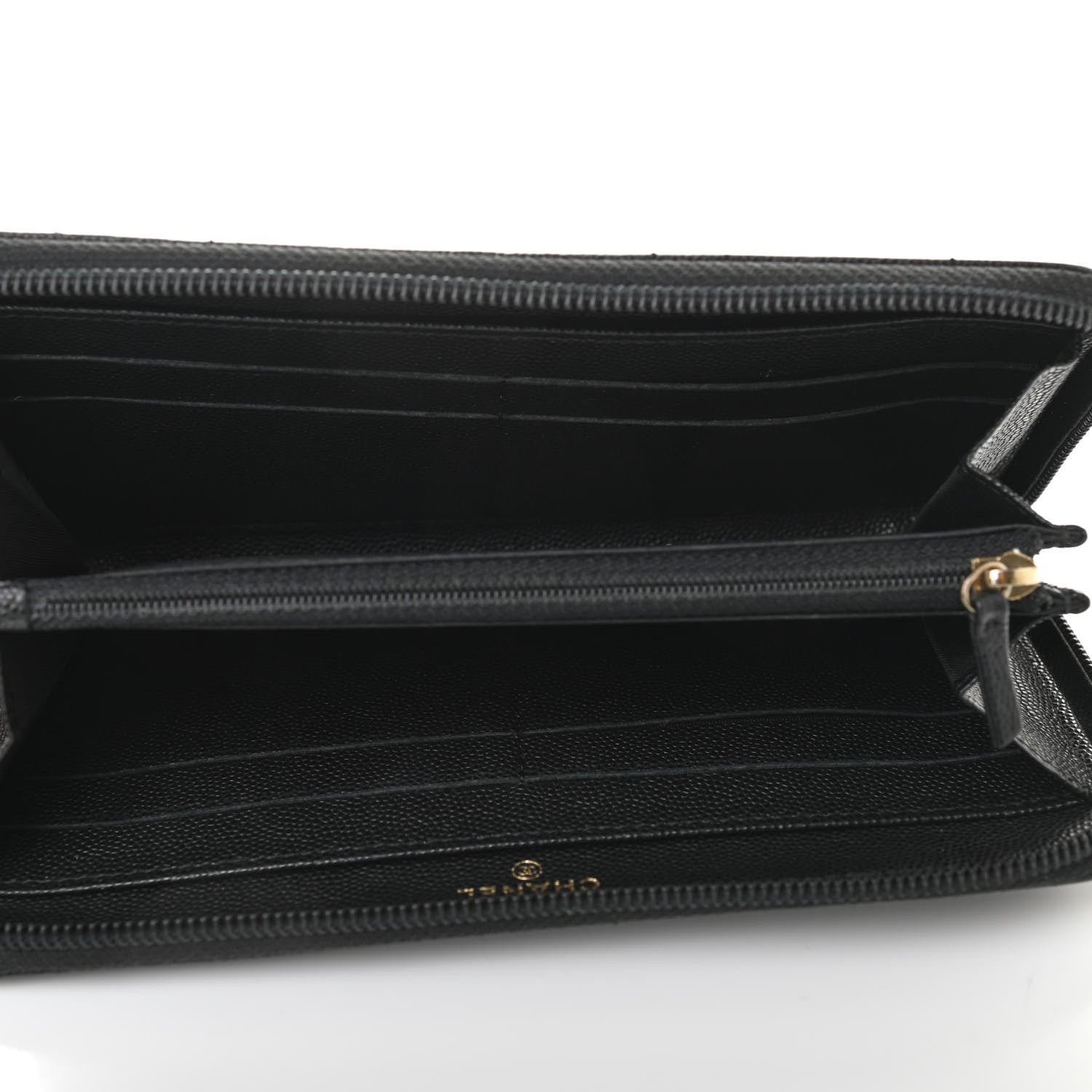 Chanel Caviar Timeless CC Large Stitched Gusset Zip Around Wallet Black 5 of 8