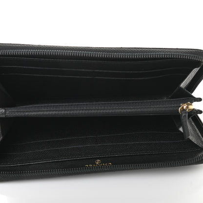 Chanel Caviar Timeless CC Large Stitched Gusset Zip Around Wallet Black 5 of 8