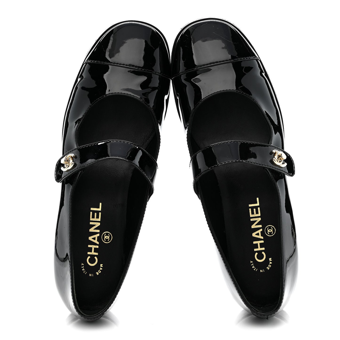 Patent Calfskin Mary Janes Flats 39 Black