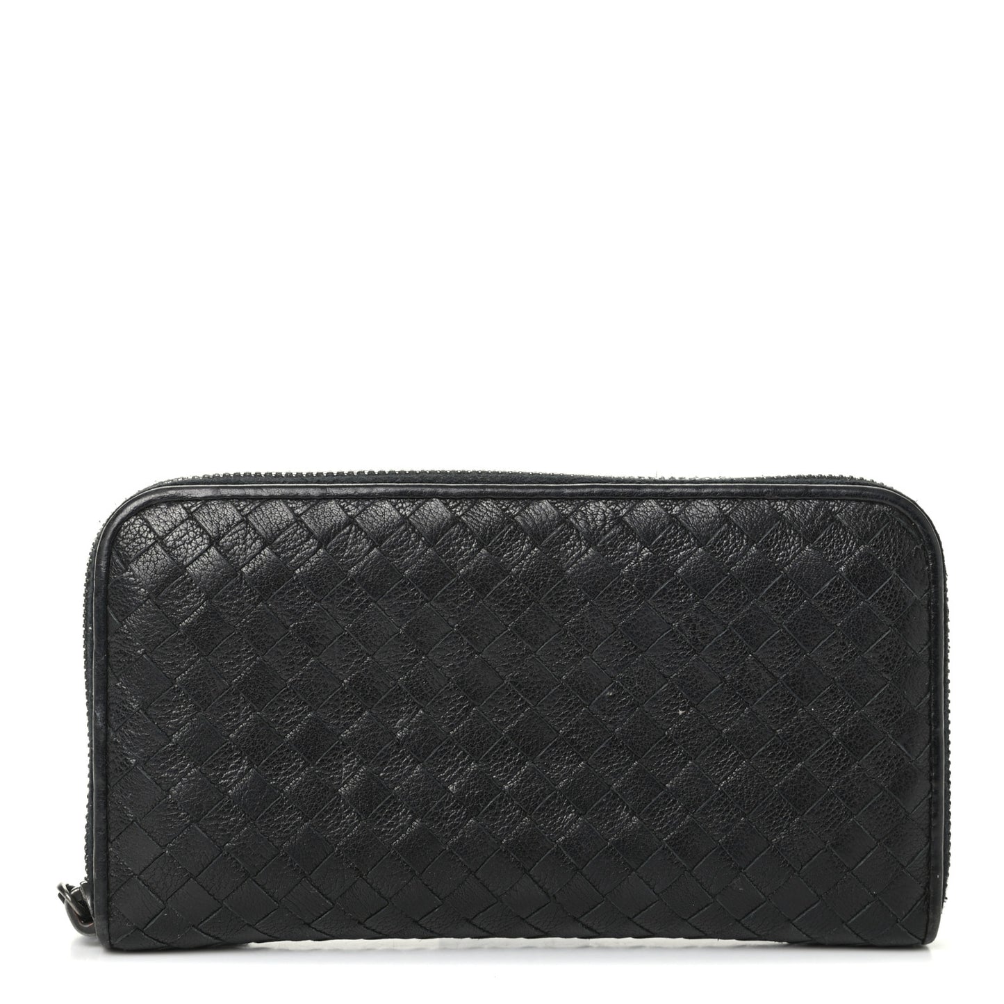 Goatskin Intrecciato Zip Around Wallet Black