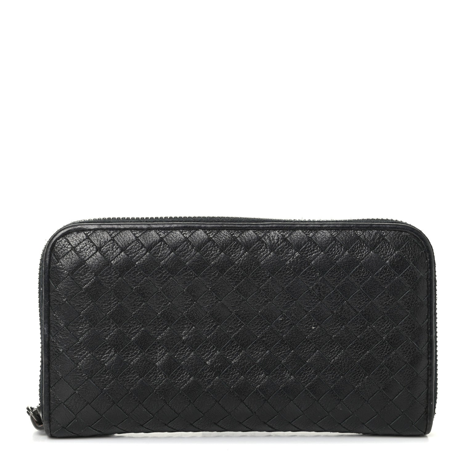 Bottega Veneta Goatskin Intrecciato Zip Around Wallet Black 1 of 6