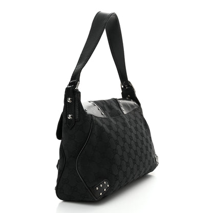 Gucci Monogram Horsebit Chain Studded Flap Shoulder Bag Black 3 of 19