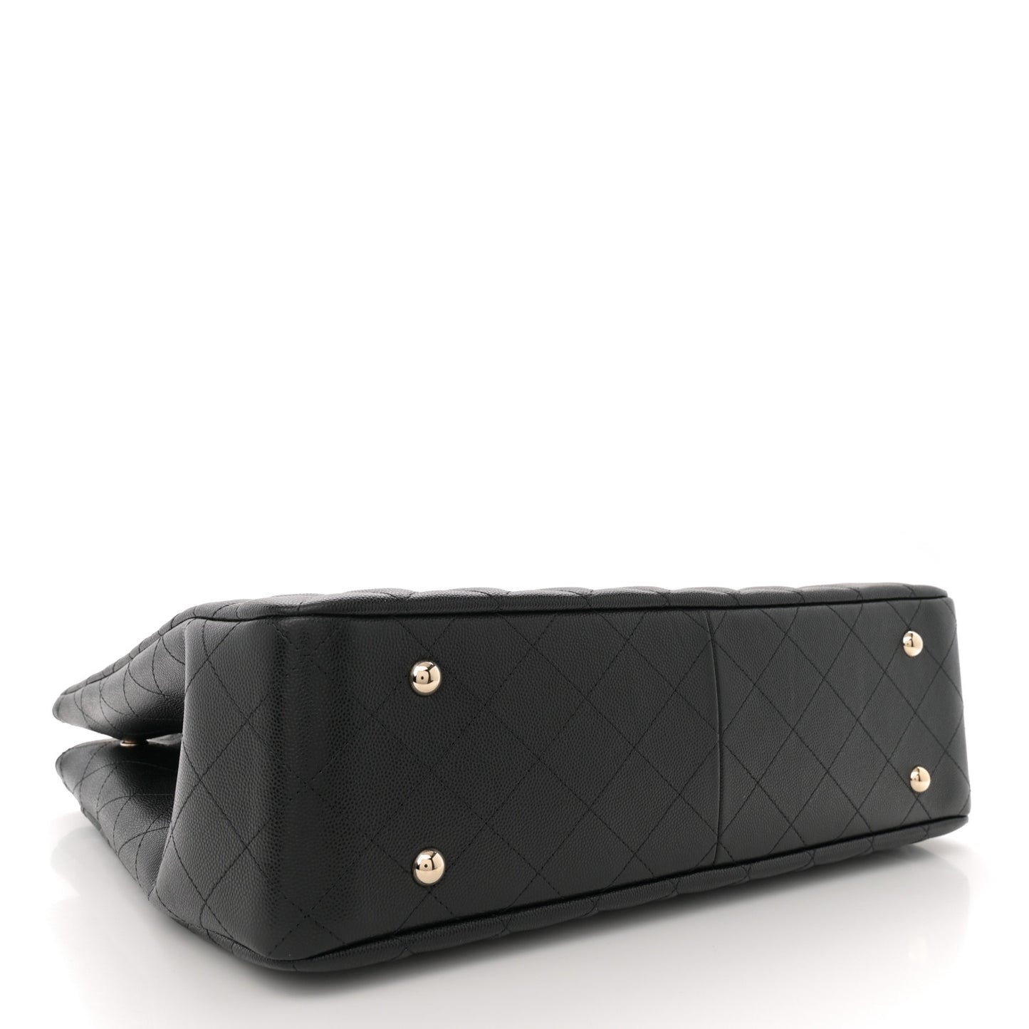 Caviar Quilted Large Shopping Tote Black