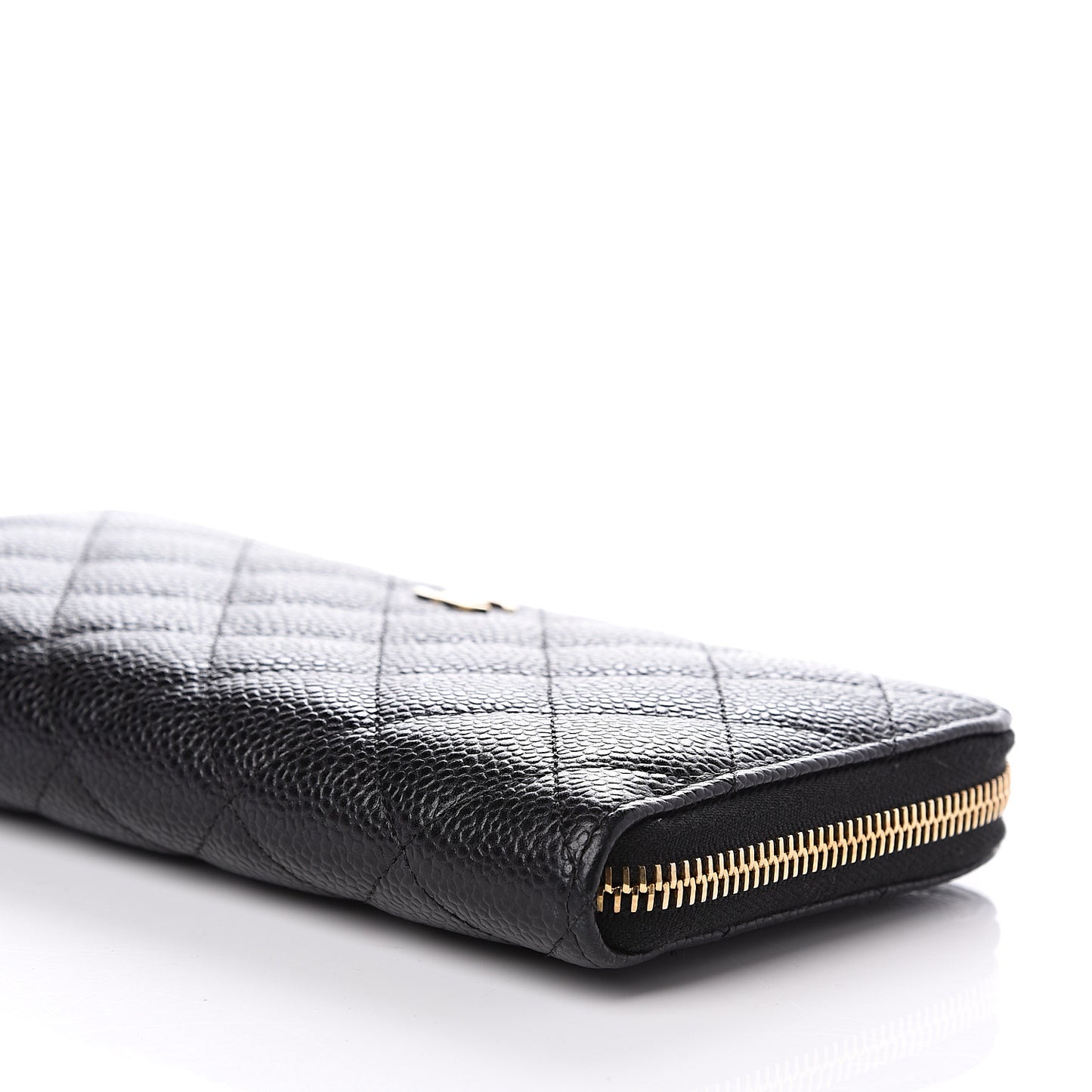 Caviar Quilted Large Gusset Zip Around Wallet Black