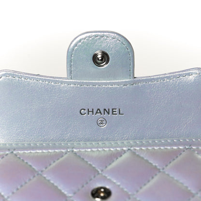 Chanel Iridescent Calfskin Quilted Flap Card Holder Light Blue 6 of 8