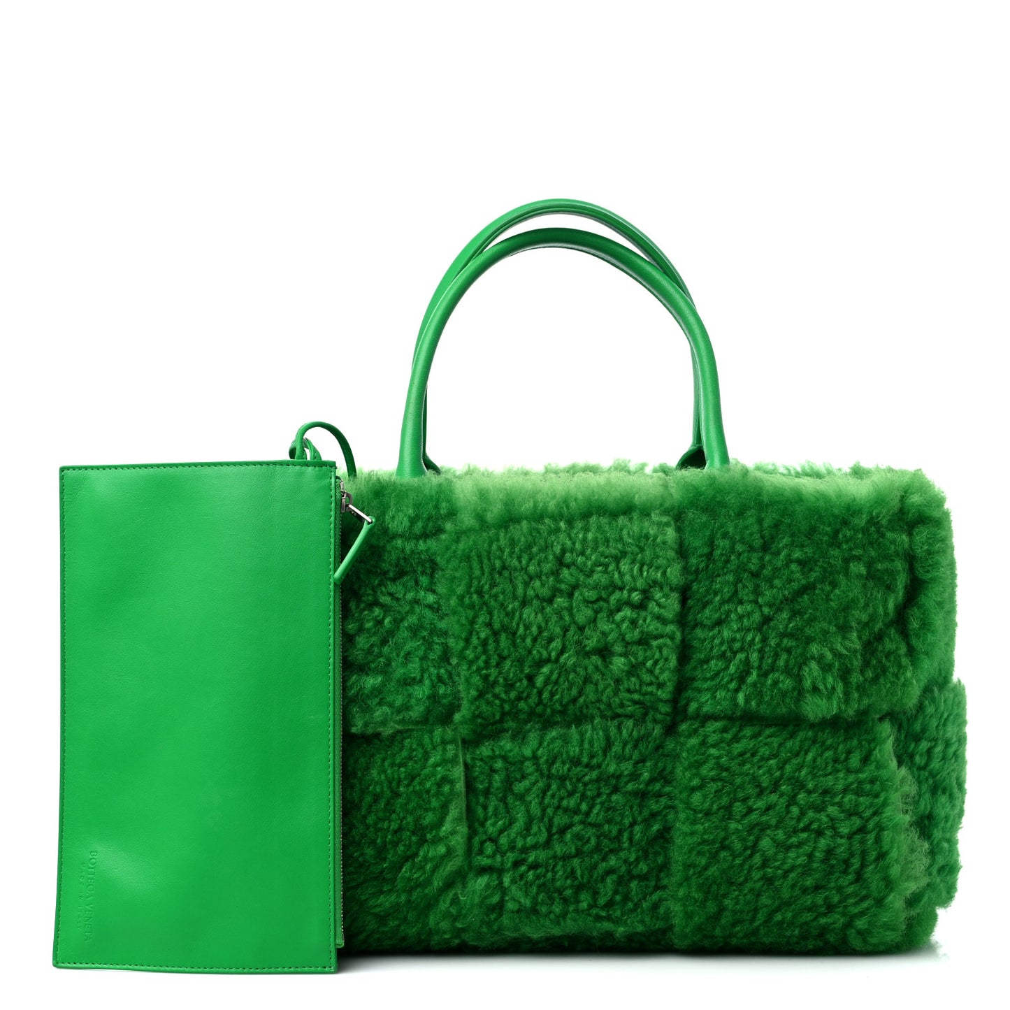 Shearling Small Intrecciato Arco Tote Parakeet