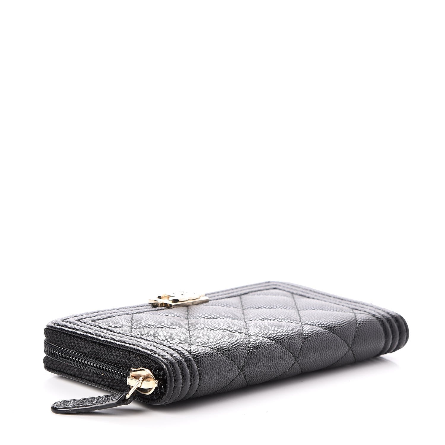 Chanel Caviar Quilted Boy Small Zip Around Wallet Black 4 of 10