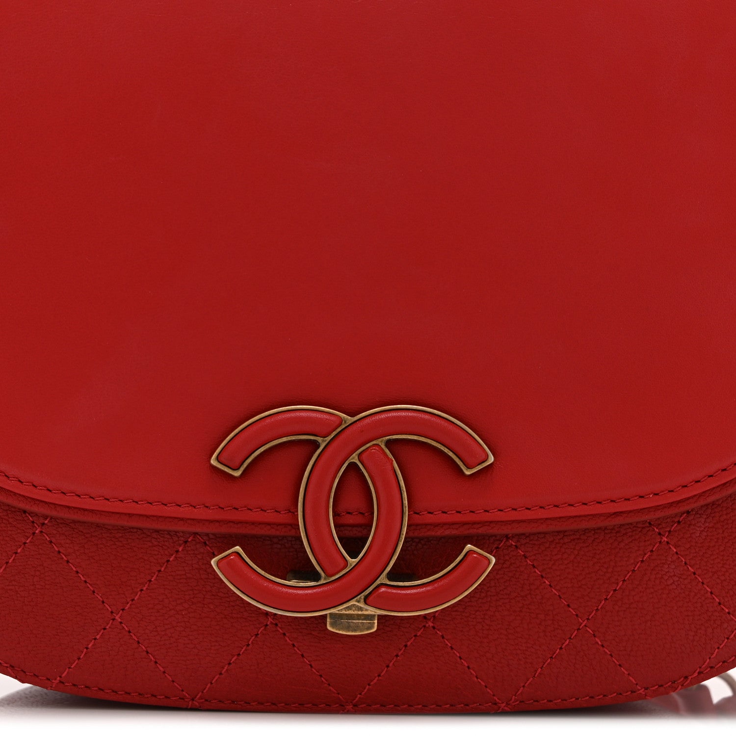 Chanel Shiny Calfskin Goatskin Quilted Small Coco Curve Messenger Flap Red 8 of 10