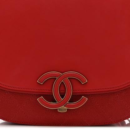 Chanel Shiny Calfskin Goatskin Quilted Small Coco Curve Messenger Flap Red 8 of 10